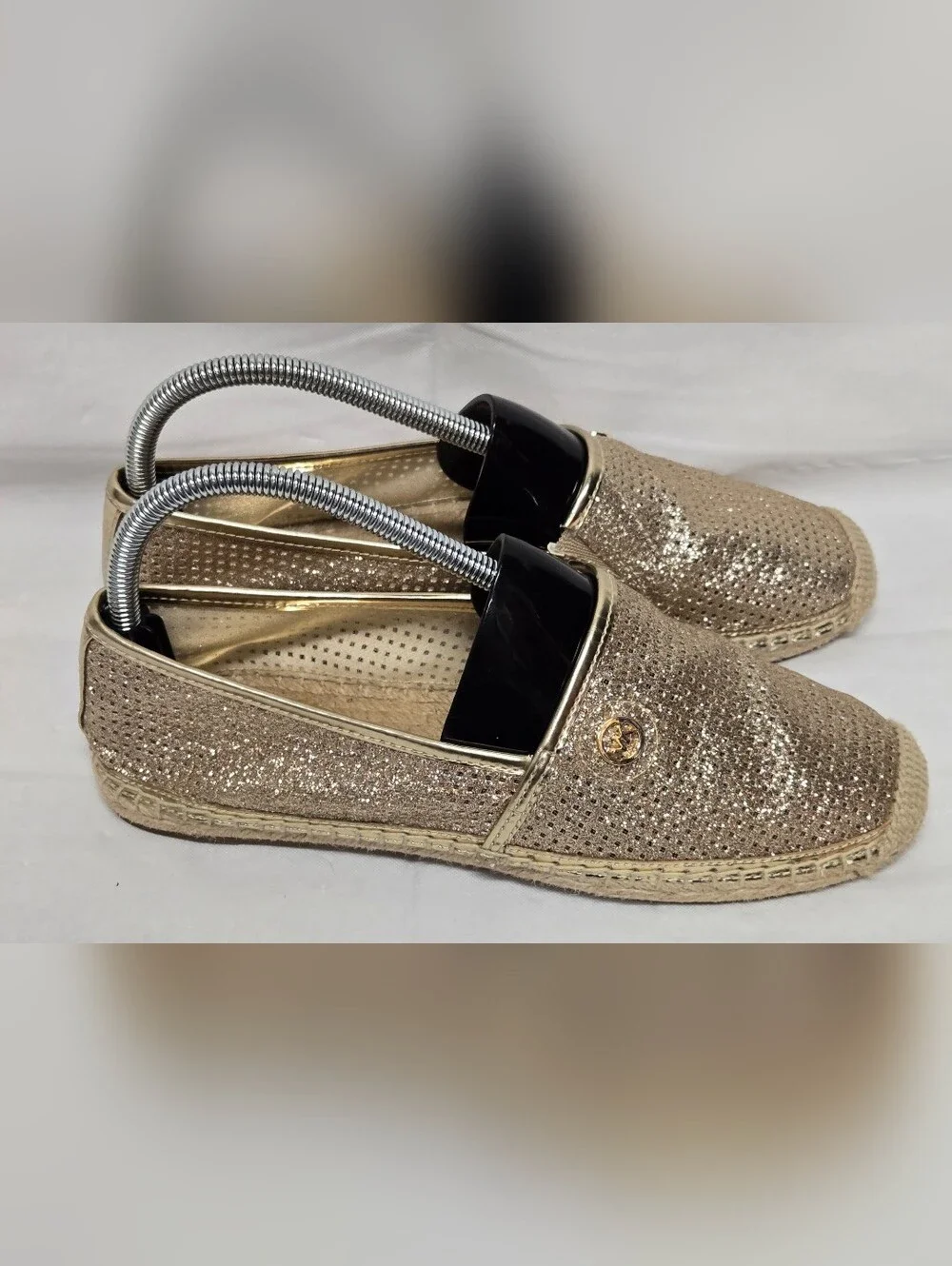Michael Michael Kors Gold Matallic Flats Shoes Perforated Espadrille Slip On 7